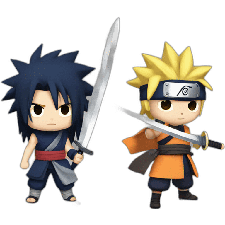 Sasuke with sword vs Naruto emoji