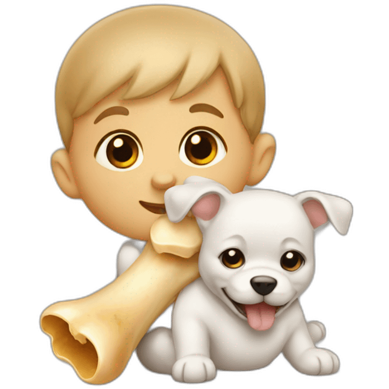 Baby chewing a dogs bone emoji