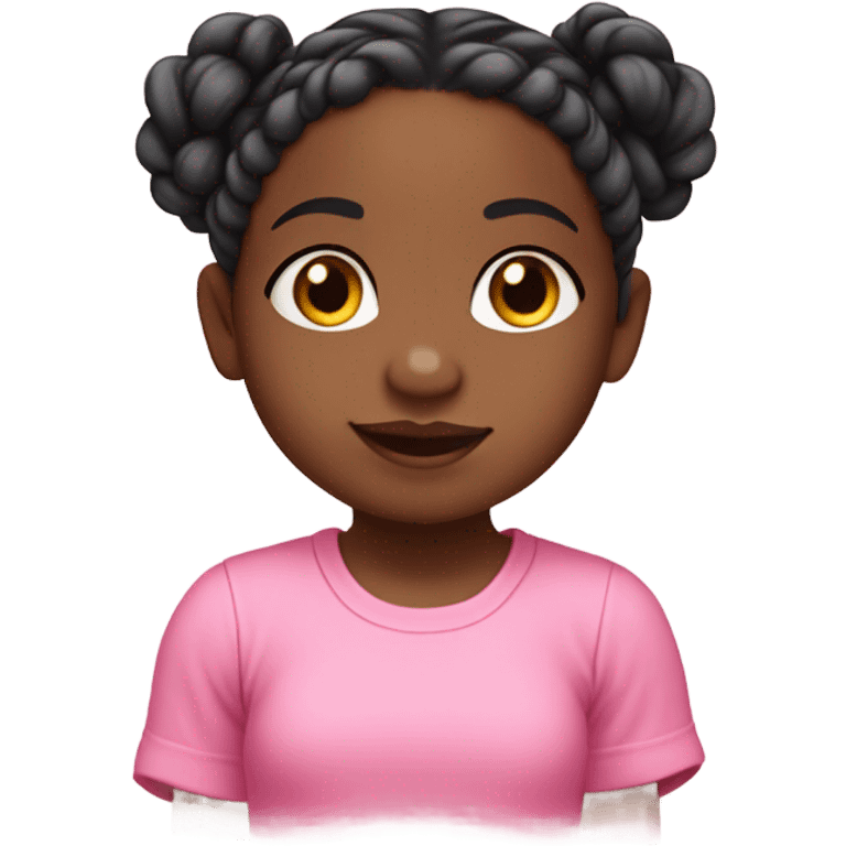 black girl toddler with pink top and braids emoji