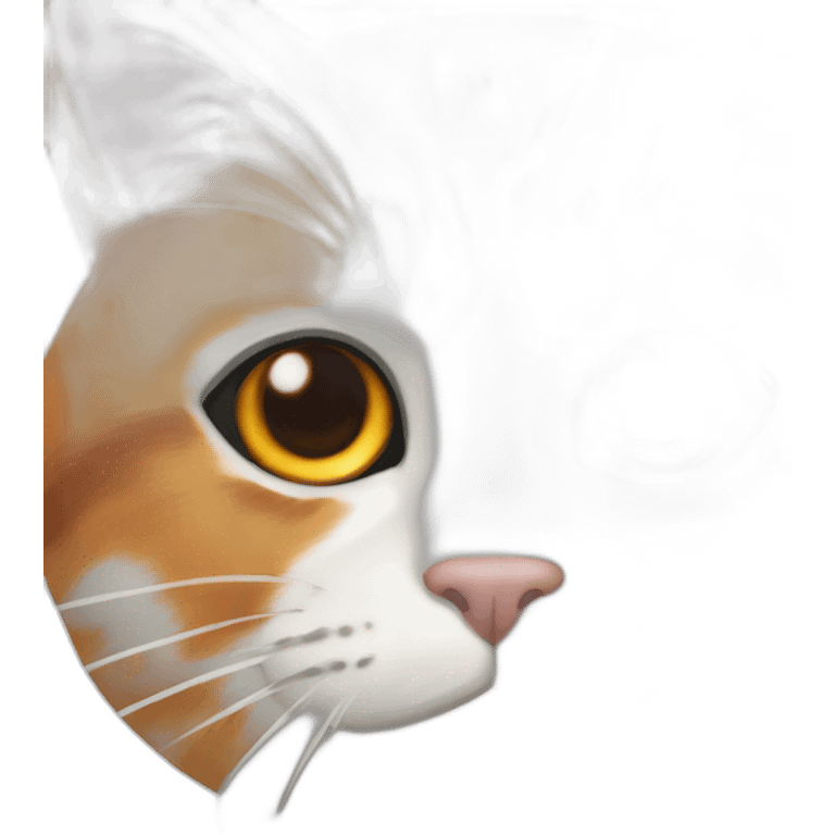 Calico cat with orange fur over left eye black fur over the right eye and white fur around the nose and mouth emoji