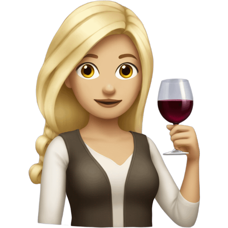 Blonde girl with wine emoji