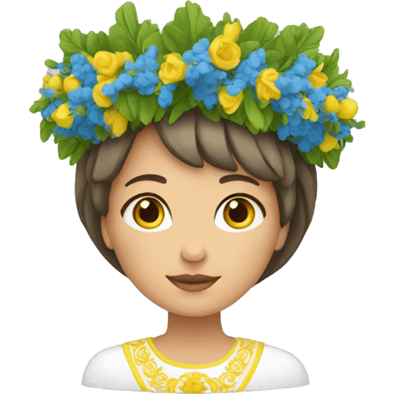 woman with ukrainian wreath on her head emoji