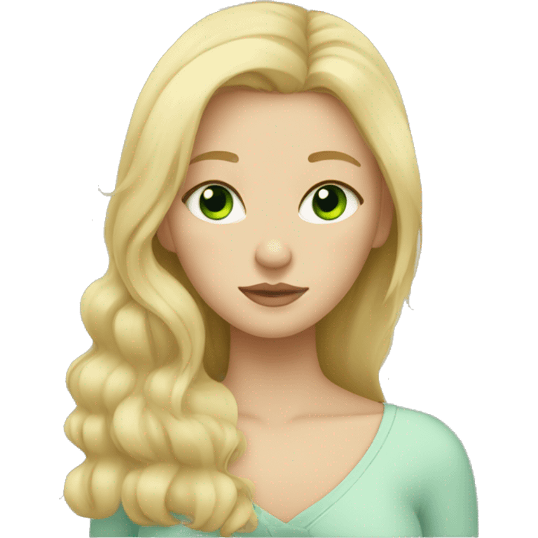 Blonde haired green eyes girl sleeping emoji