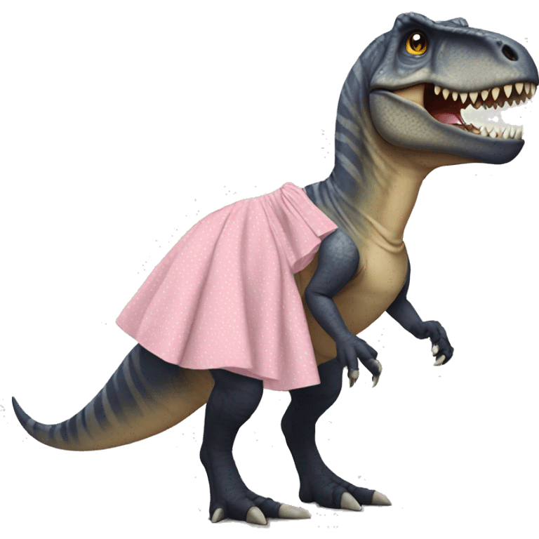 T. rex wearing a dress emoji