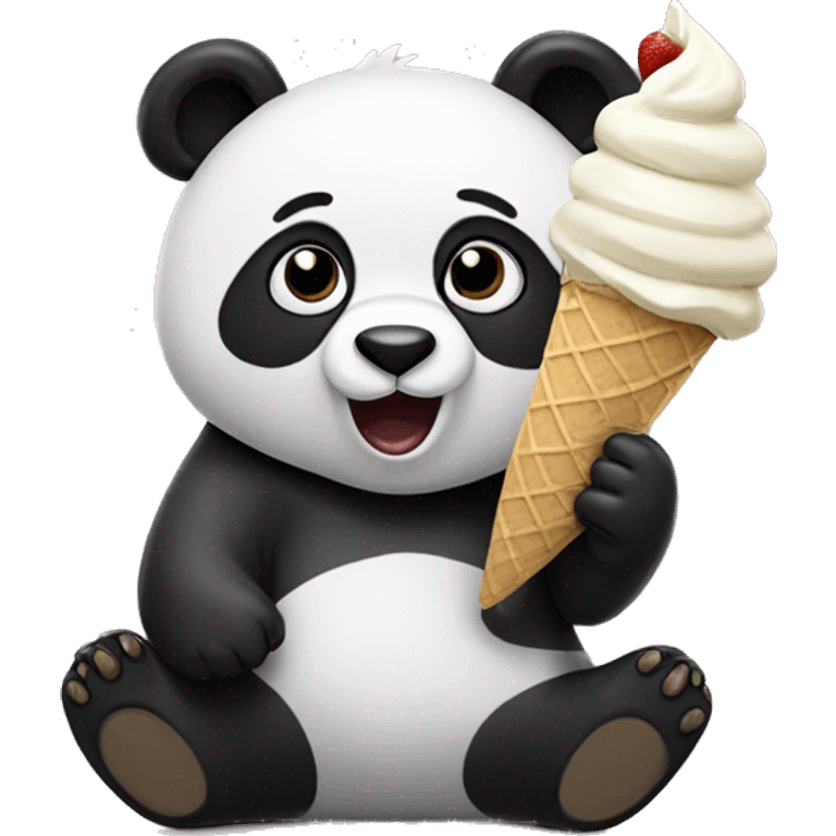 Panda eating ice cream emoji