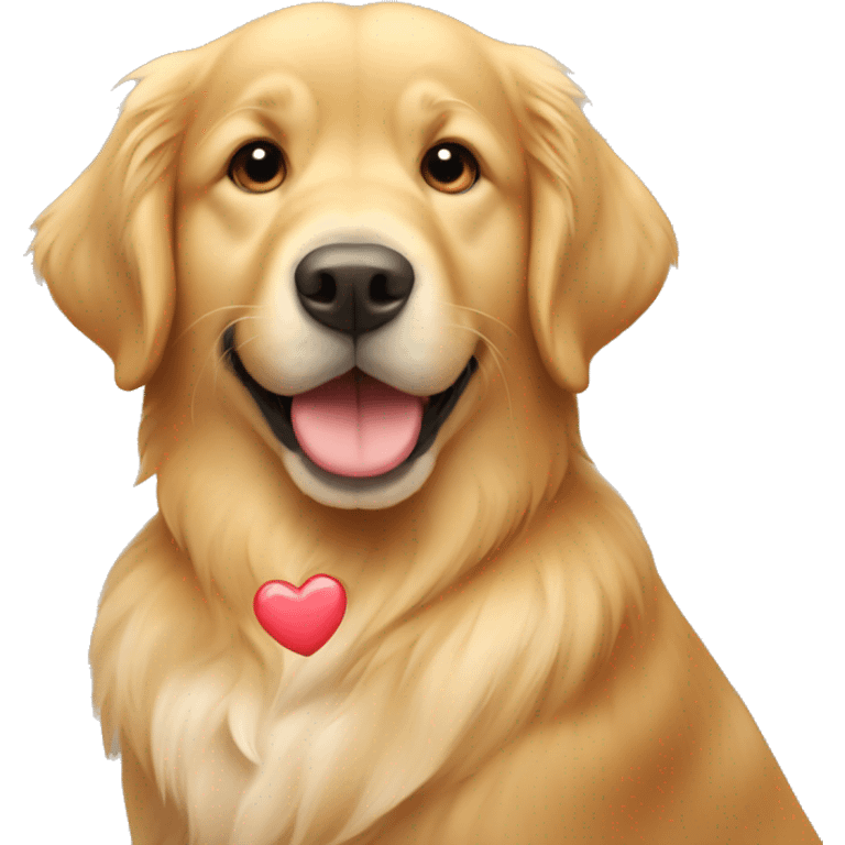 Golden retriever holding a heart  emoji