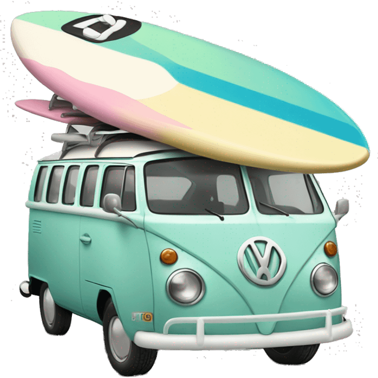 Surfboard on top of pastel Volkswagen  emoji