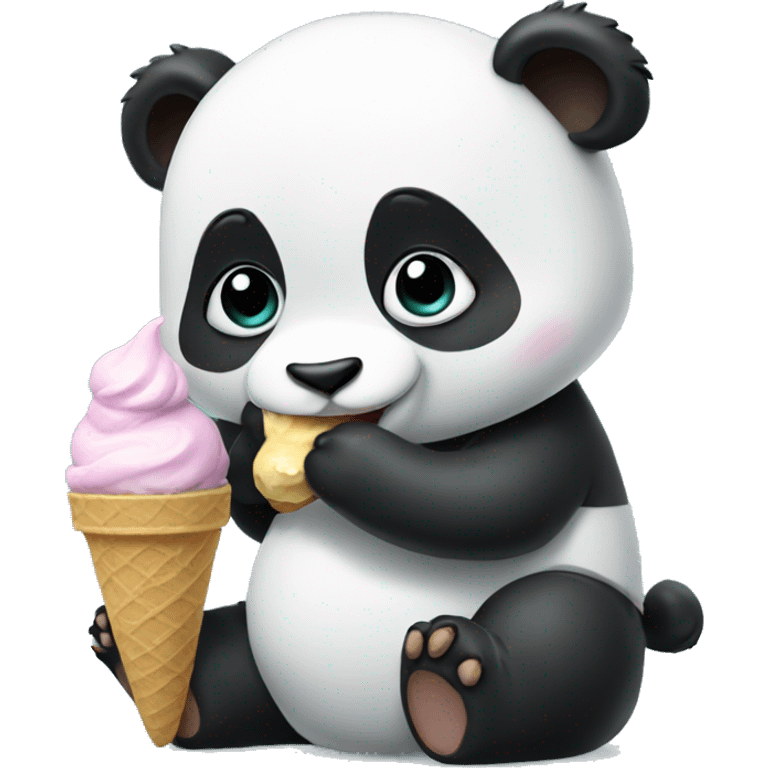 Panda eating ice cream emoji