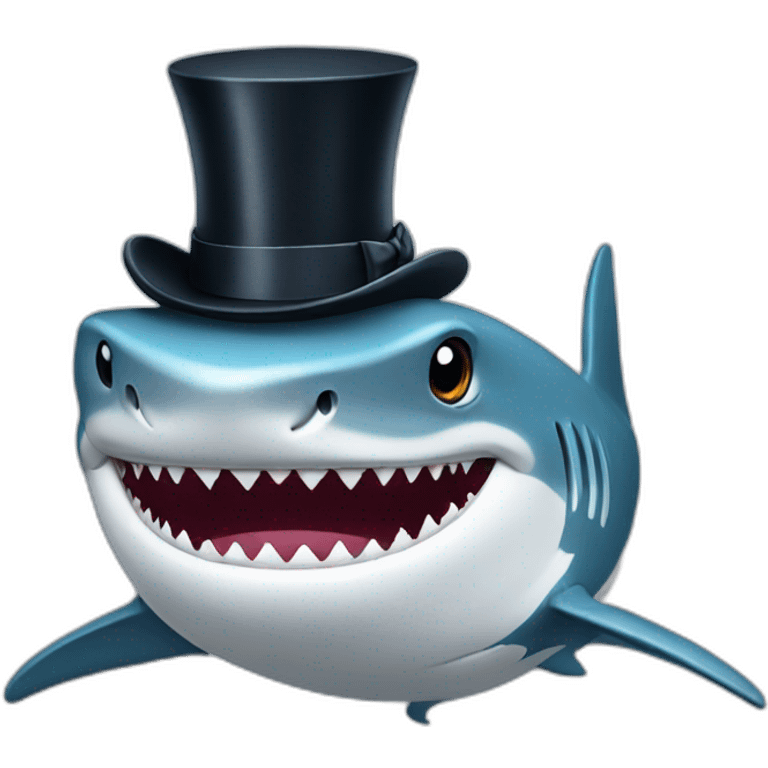 Shark with a top hat emoji