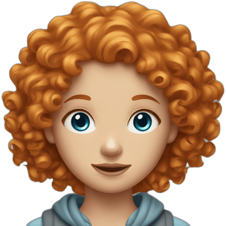 Ginger curly girl with blue eyes emoji