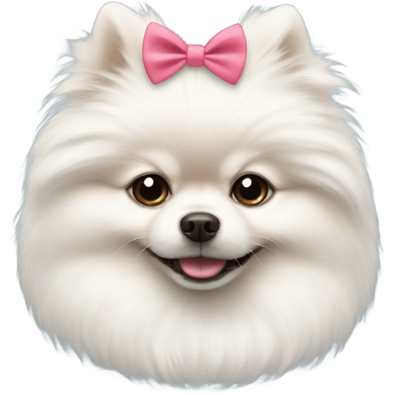 white pomeranian with a bow emoji