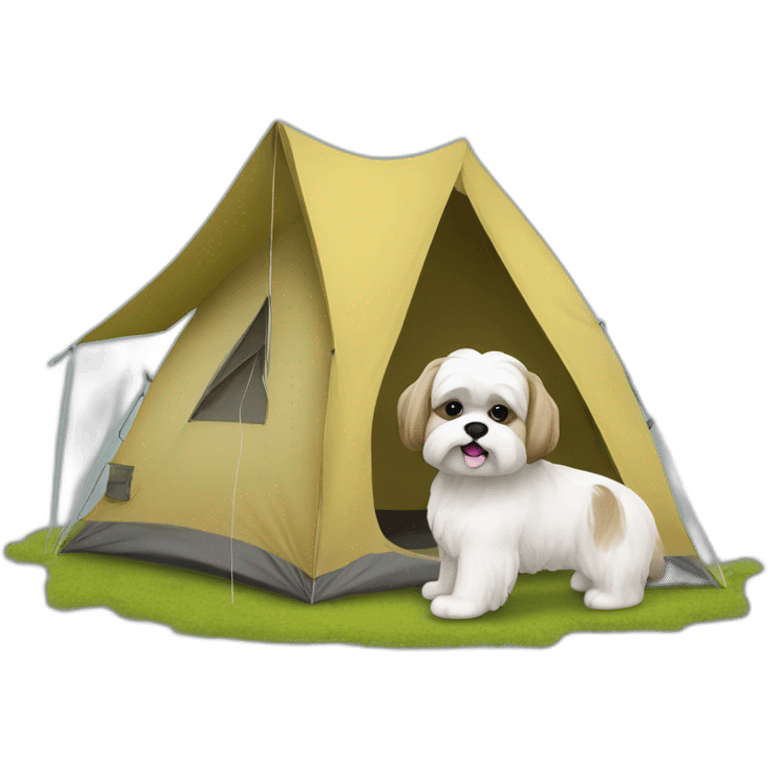 Camping con shi tzu dorado emoji