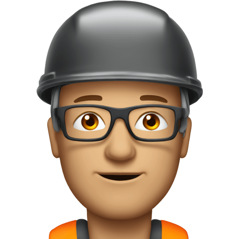 Caucasian man with safety orange helmet, glases and earplugs emoji