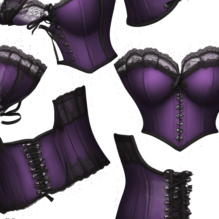 Black purple corset with lace and bow emoji