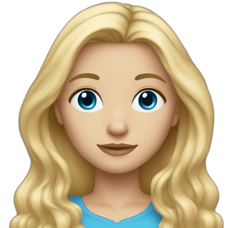 blonde girl with long hair and darker blue eyes emoji