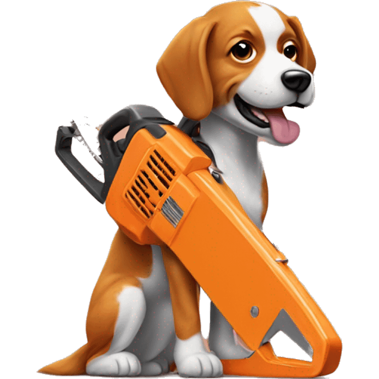 orange chainsaw dog emoji