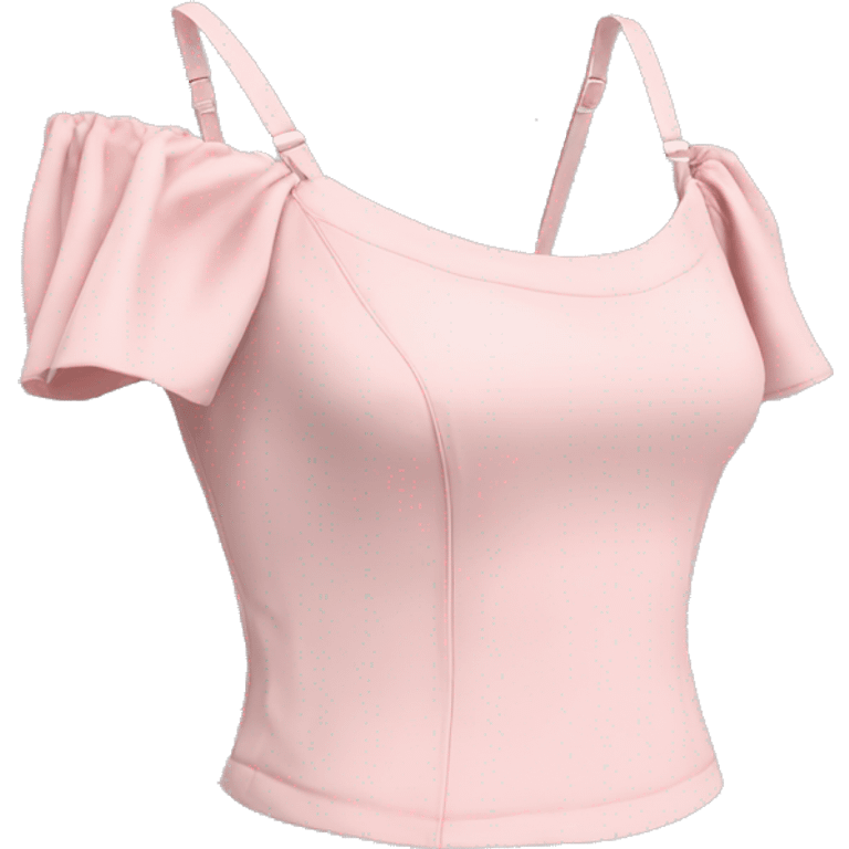 Realistic side view of an isolated pastel pink off the shoulder Short sleeve blouse with shoulder straps. emoji