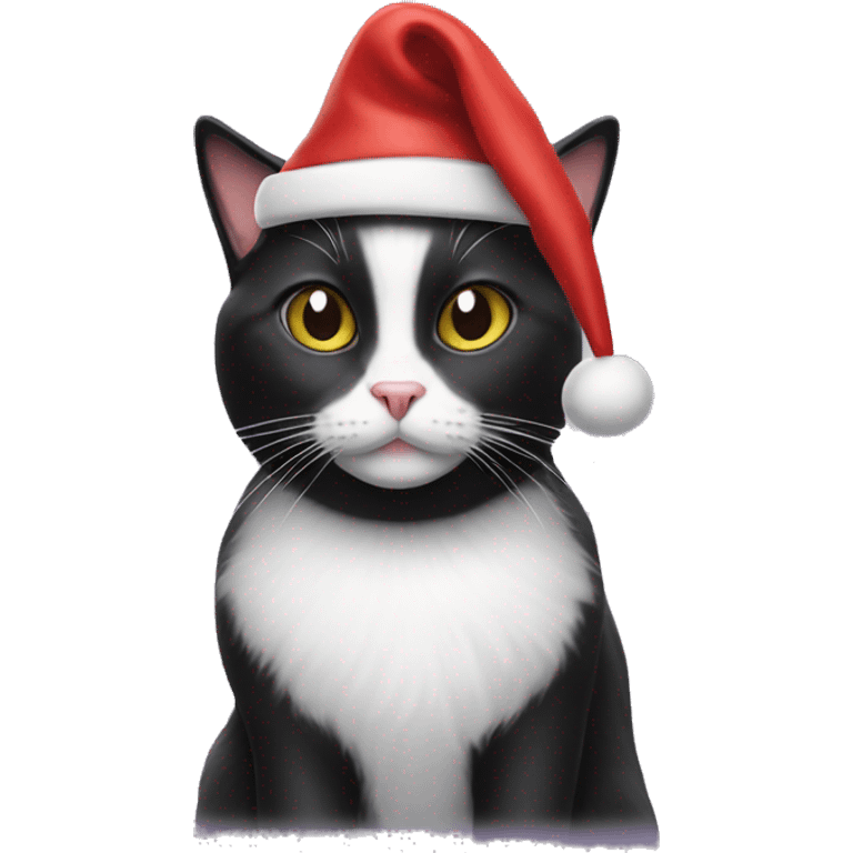 tuxedo cat santa hat emoji