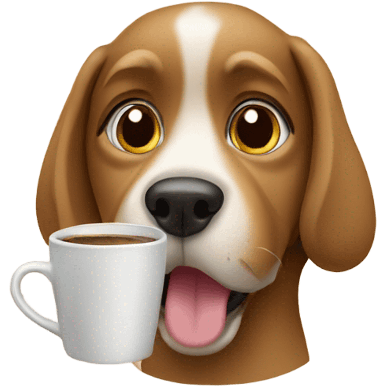 Dog drinking coffee emoji