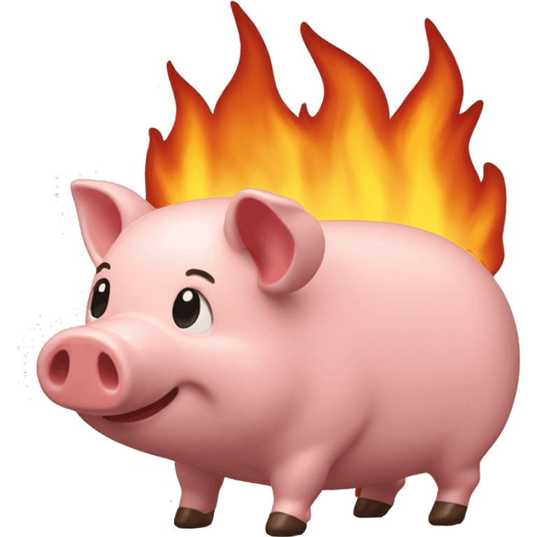 cochon tirelire sur un feu de bois emoji