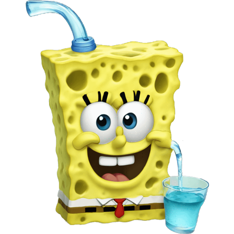 Sponge bob drinking water emoji