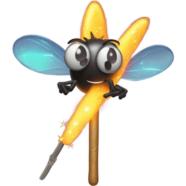 Magic wand casting spell in house fly emoji