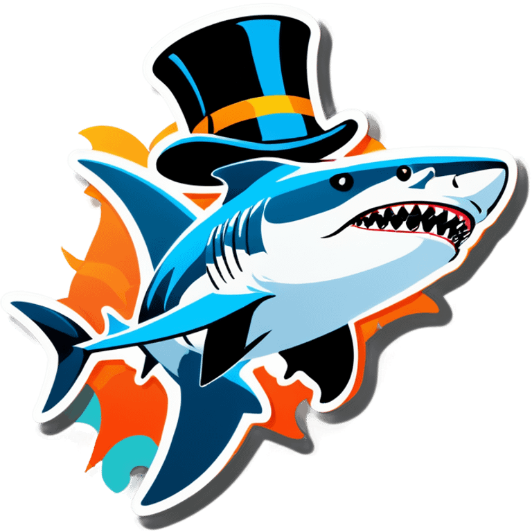 Shark with a top hat emoji