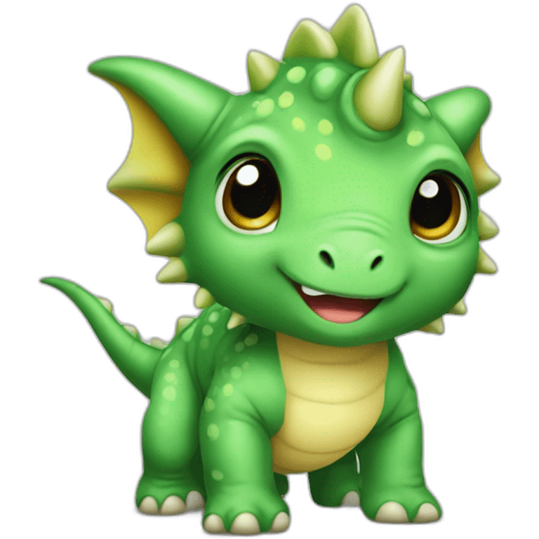 Baby cute green triceratops emoji