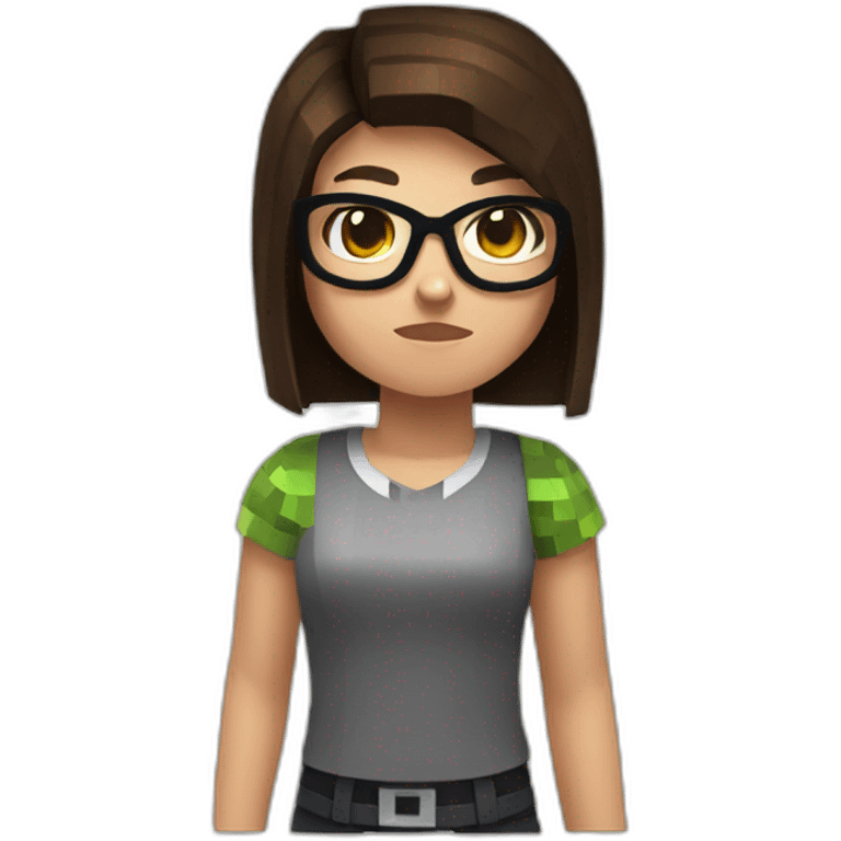 A Minecraft addicted 11 year old girl with short brown hair and glasses emoji