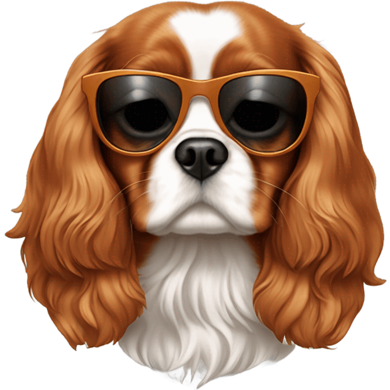 Dog Cavalier King Charles Spaniel with sunglasses  emoji