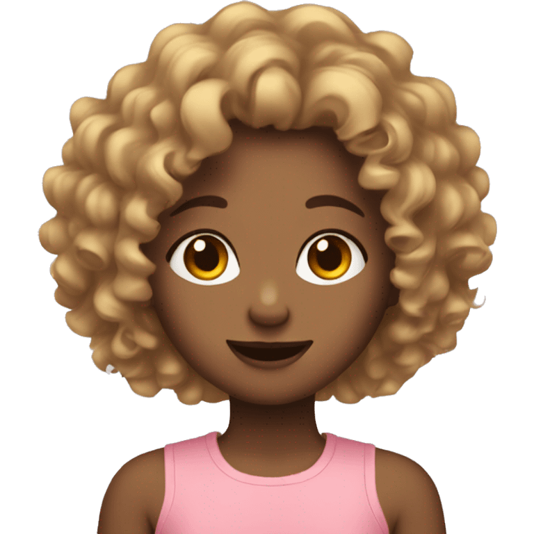 Curly hair girl doing face pal emoji