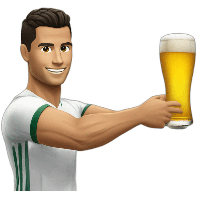 CR7 tenant une bière à la main emoji