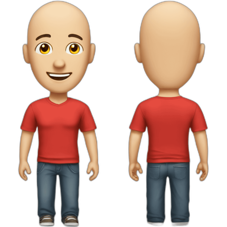 customer service bald man with headset with red t-shirt emoji