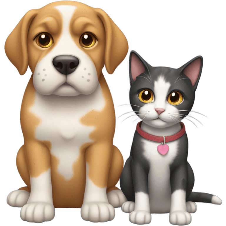 Cat with a dog by side it emoji