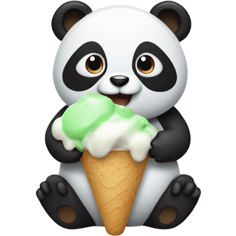 Panda eating ice cream emoji