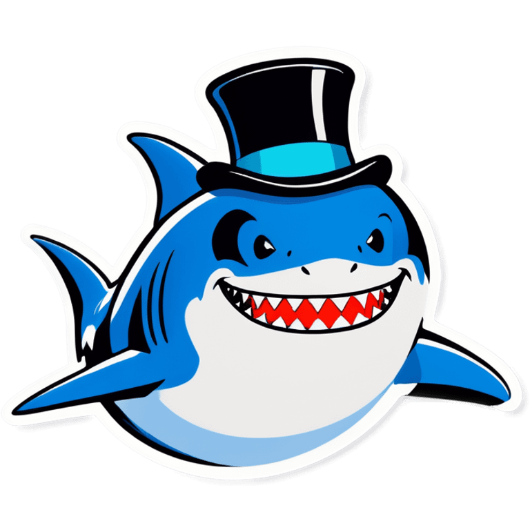 Shark with a top hat emoji