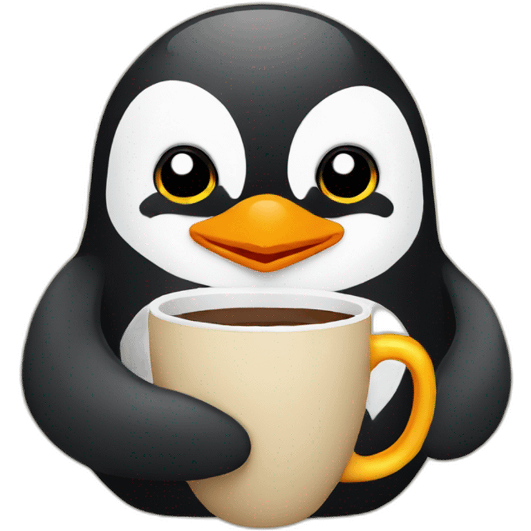 Penguin sipping coffee emoji