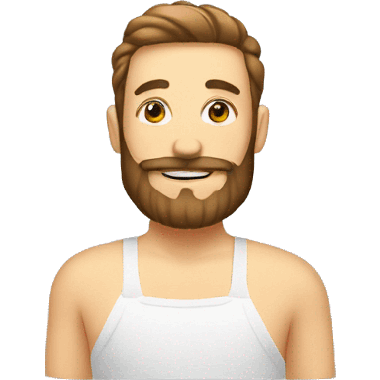 a man with beard applying cream,  emoji