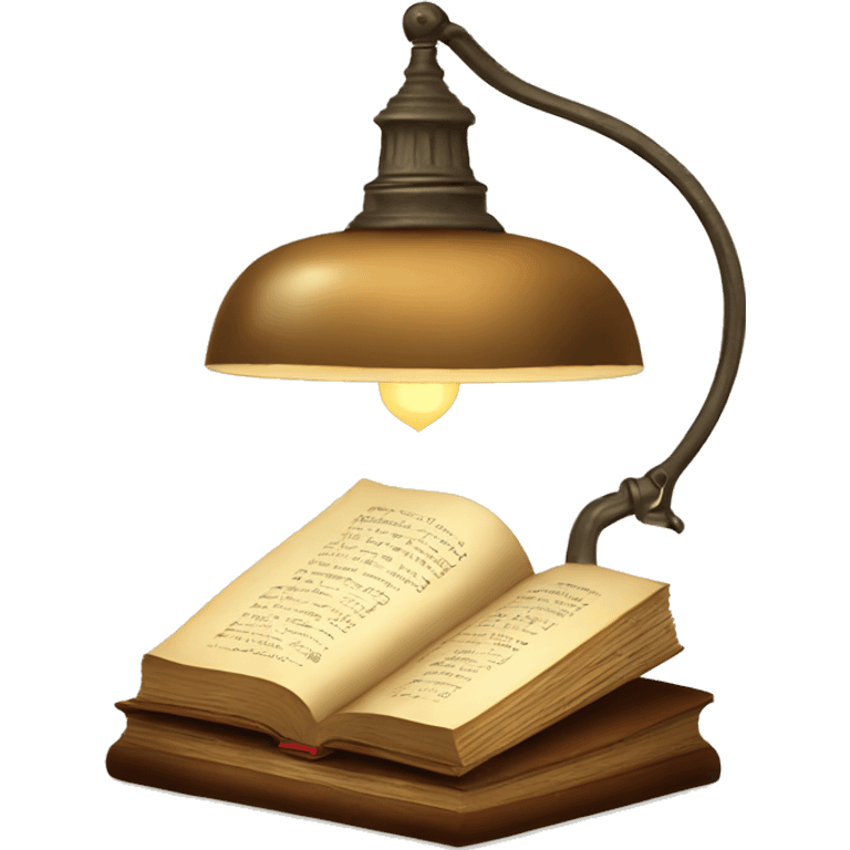 vintage lamp with open book emoji