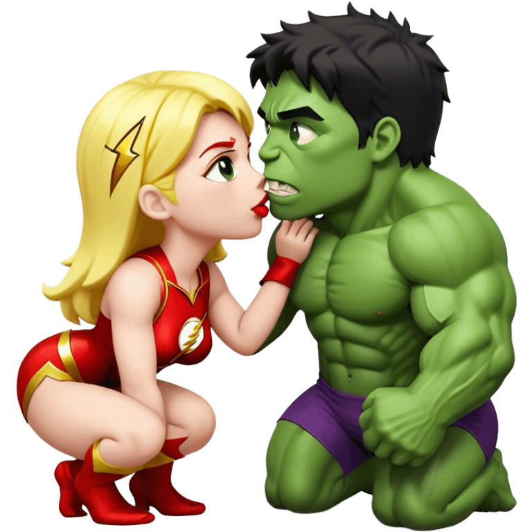 The Flash in Kiss She Flash Girl Romantic Hulk "3d Emoji Old" emoji