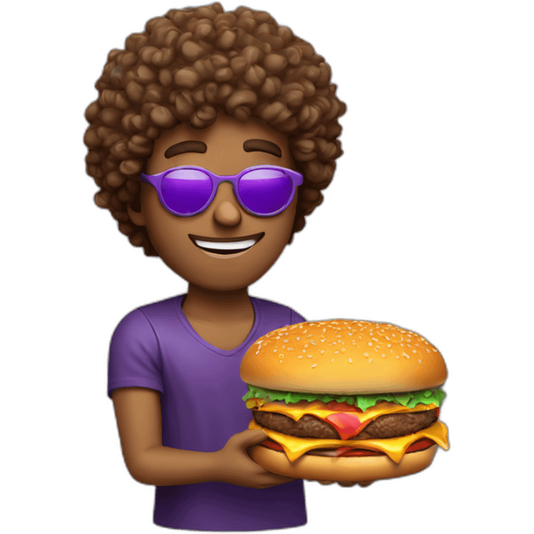 curly-hair-purple-cool-guy-round-star-sunglasses-holding-burger emoji