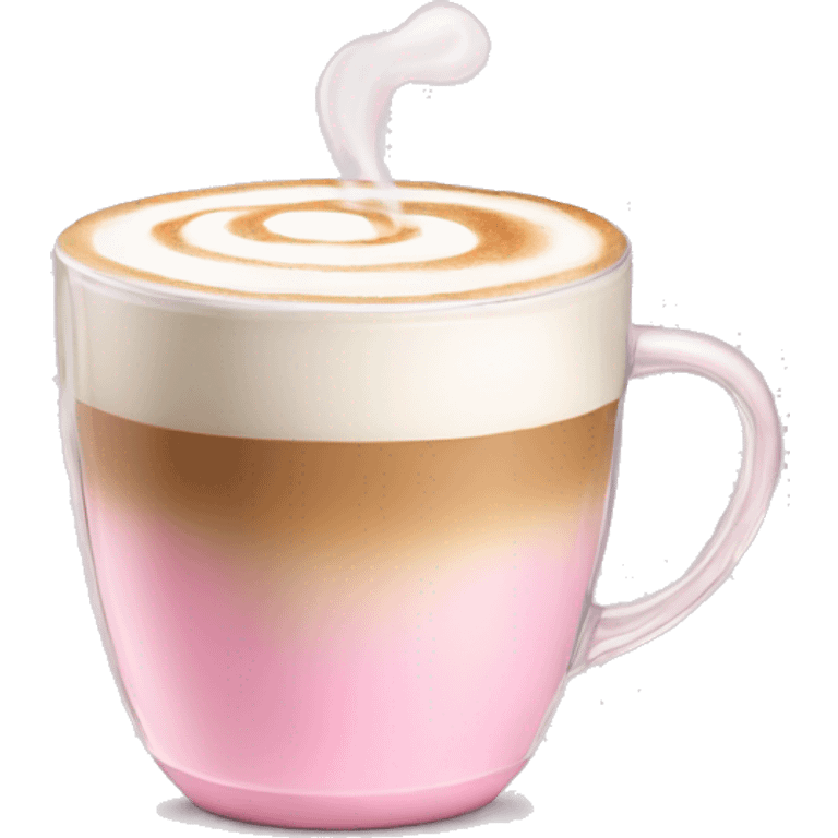 Latte coffee with the pastel pink glass  emoji