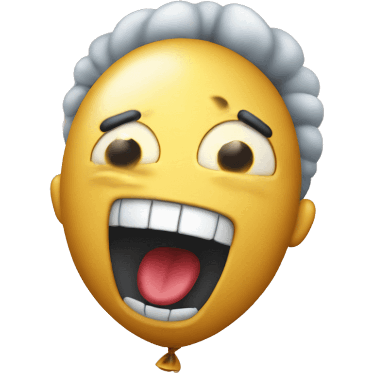 A silly face emoji where the head is a balloon blowing up emoji