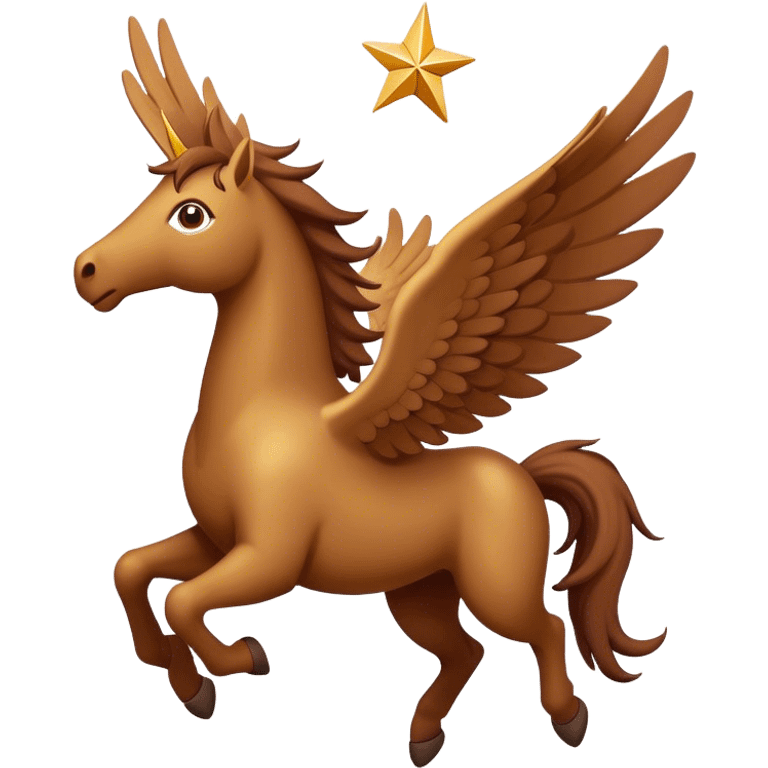 Brown Pegasus flying over a star ￼￼￼ emoji