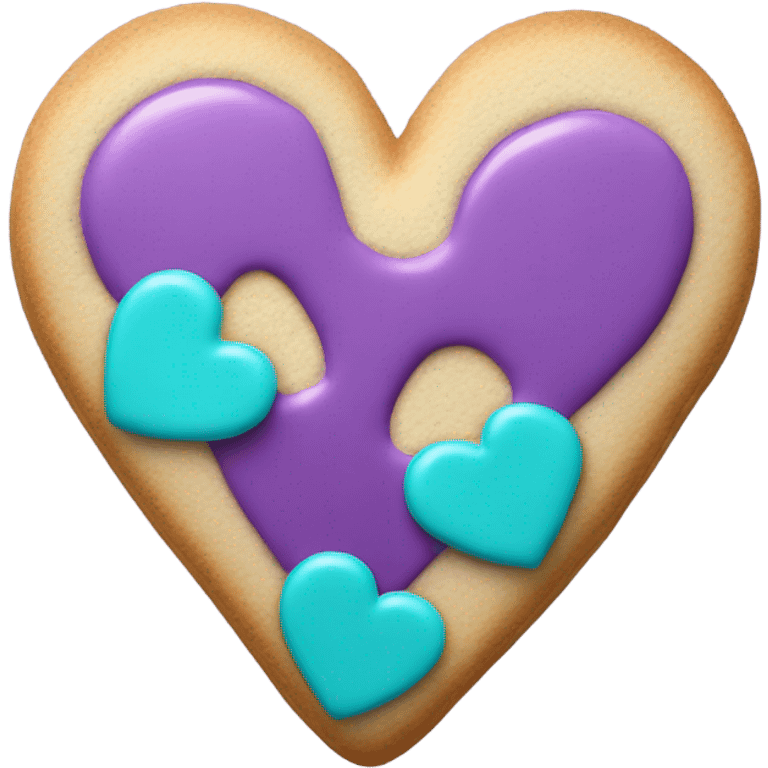 Purple teal cookie heart emoji