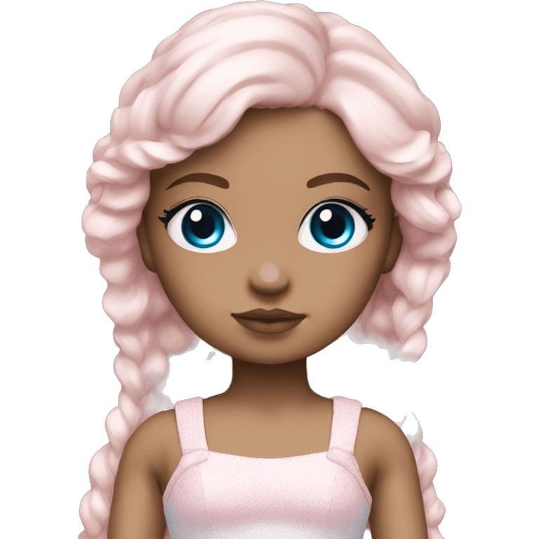 ocean blue doll eyes, brun hair, feminine, pink, girl, angelic emoji