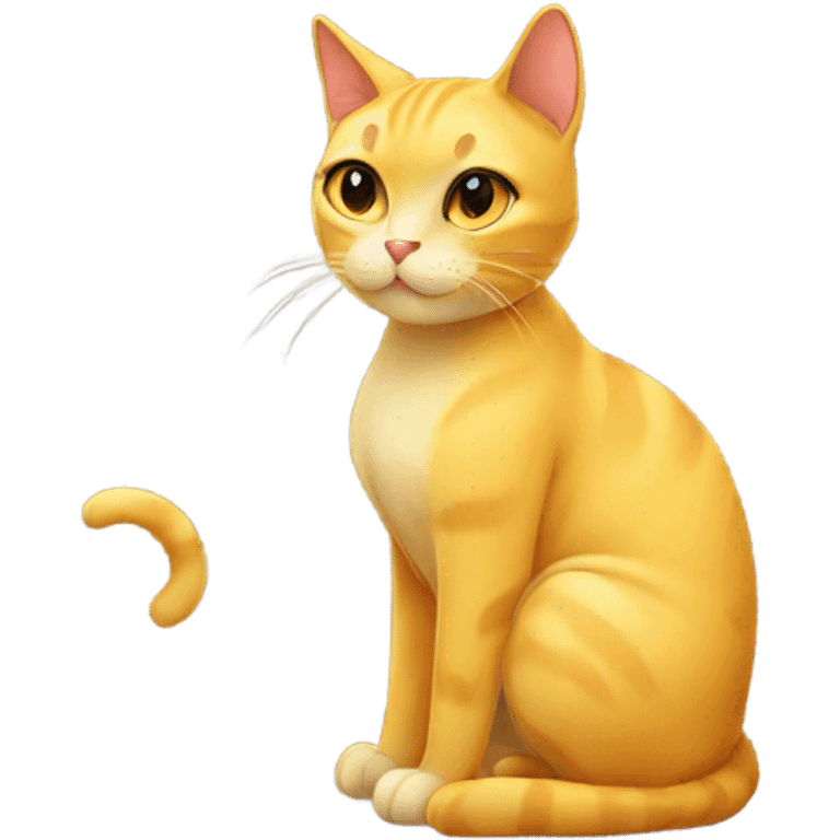 Yellow Cat with round face looking lovely girl  emoji