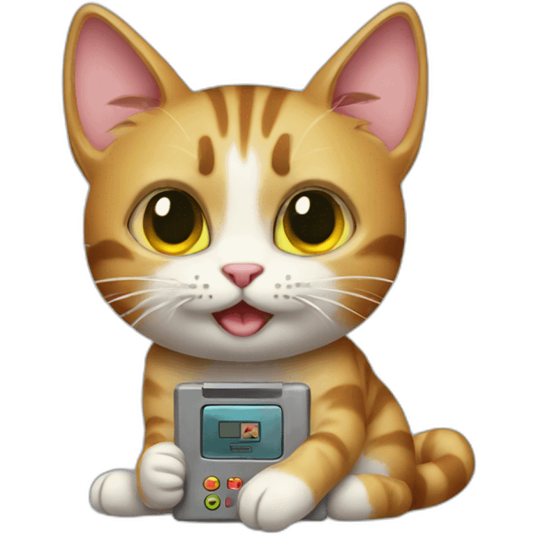 a cat playing gameboy emoji