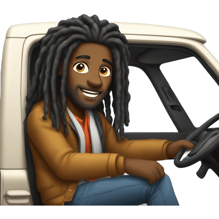 Black man long dreads driving pickup truck  emoji