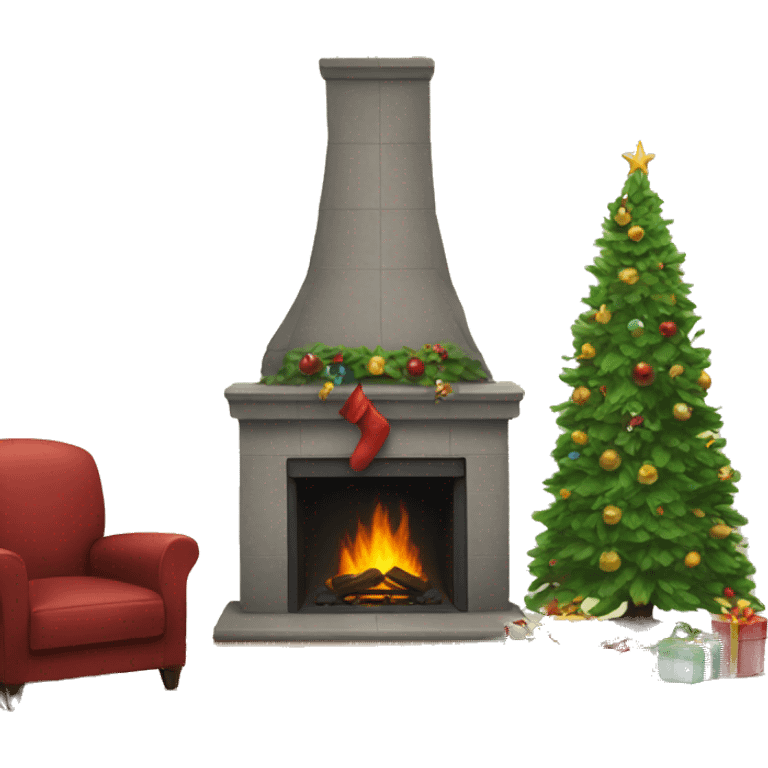 Fireplace and Christmas tree emoji